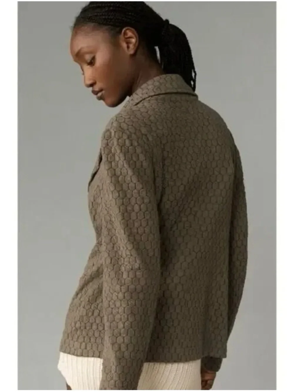 ANTHROPOLOGIE PORRIDGE Textured Single Button Jacket Size M